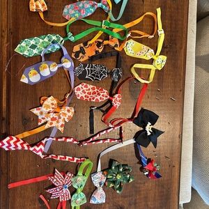 Bundle of handmade cat neckties and bows